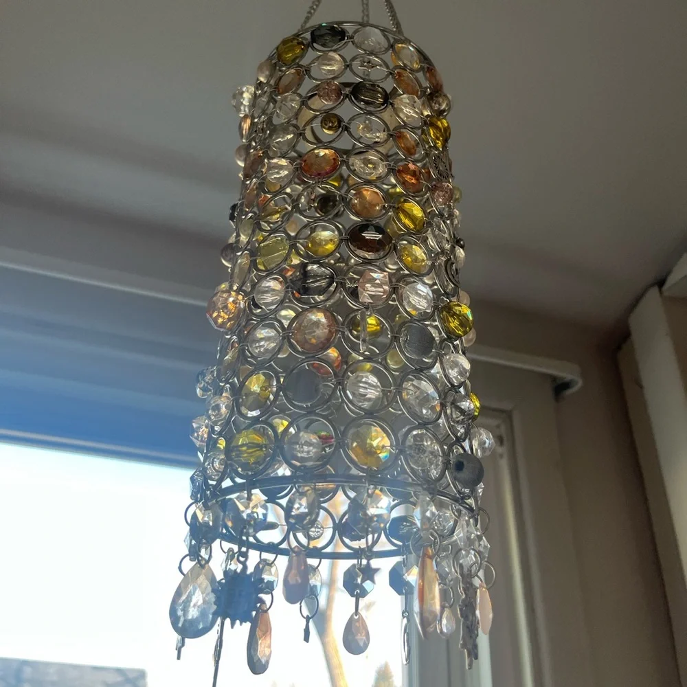 Crystal and Beaded Chandelier Decor Sun Catcher Celestial 70s Vibe